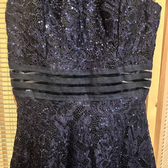 Speechless Navy Lace Sequin Fit & Flare Mini Dress - Picture 5 of 11